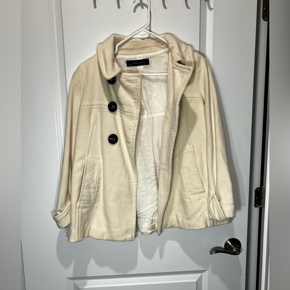 Zara Womens White Peacoat Size Medium - Picture 8 of 14